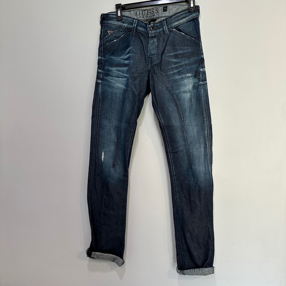 Guess Los Angeles Deviator Jeans‎ Mens Size 29 Dark Wash Distressed Denim